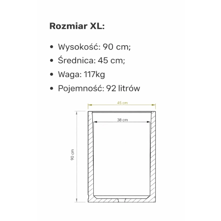 Donica betonowa cylindryczna OSLO XL – 90x45 cm