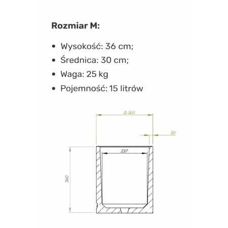 Donica betonowa cylindryczna OSLO M – 36x30 cm
