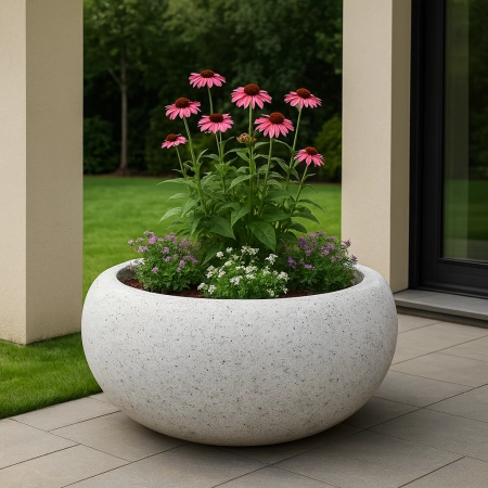 Donica betonowa VIENNA M Ø450 × 892 mm – Talerz Betonowy