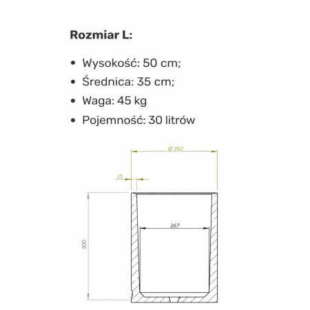 Donica betonowa cylindryczna OSLO L – 50x35 cm