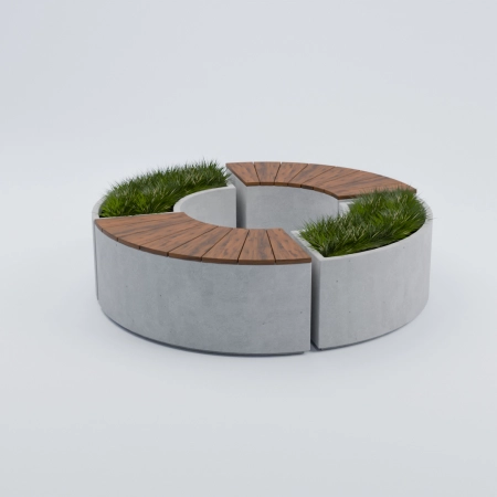 CIRCO - modułowa ławka betonowa – 1 element – system łączony